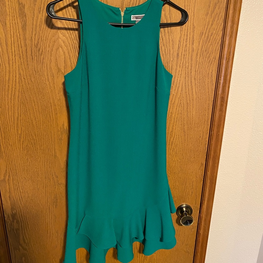 Chelsea28 Kelly green dress, ruffled hem
